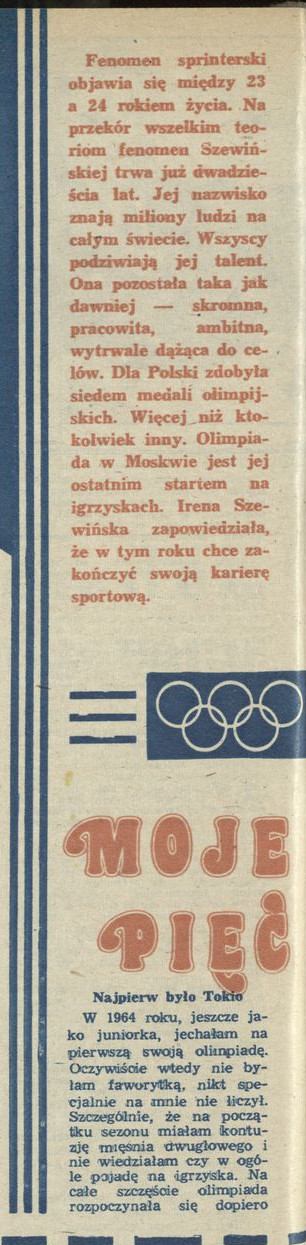 Moje pięć Olimpiad – Irena Szewińska specjalnie dla czytelników P.