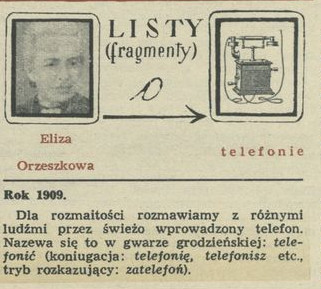 Listy (fragmenty) Eliza Orzeszkowa o telefonie