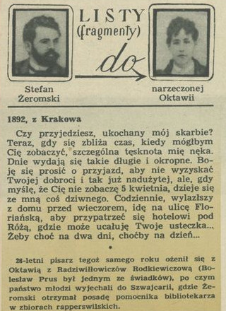 Listy (fragmenty) Stefan Żeromski do narzeczonej Oktawii