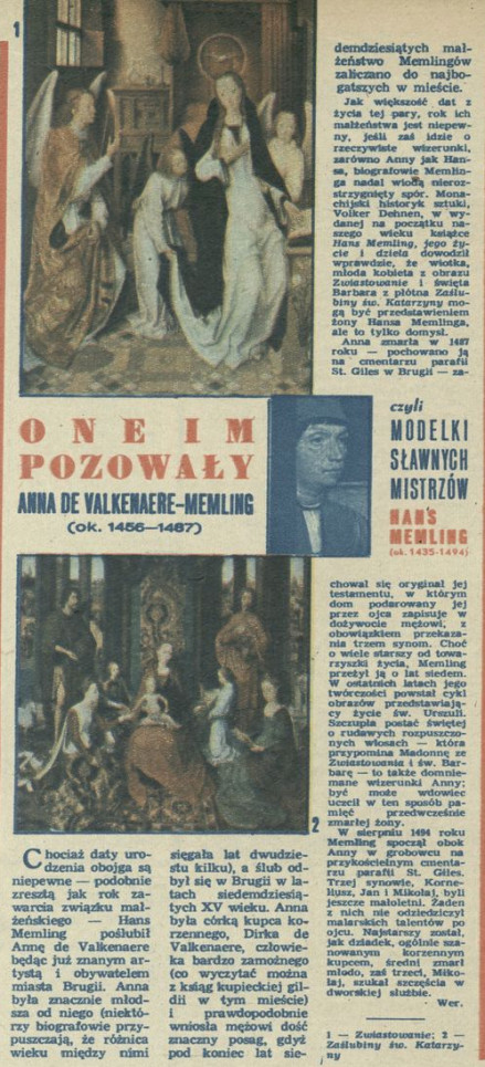 One im pozowały czyli modelki sławnych mistrzów – Anna de Valdenaere-Memling