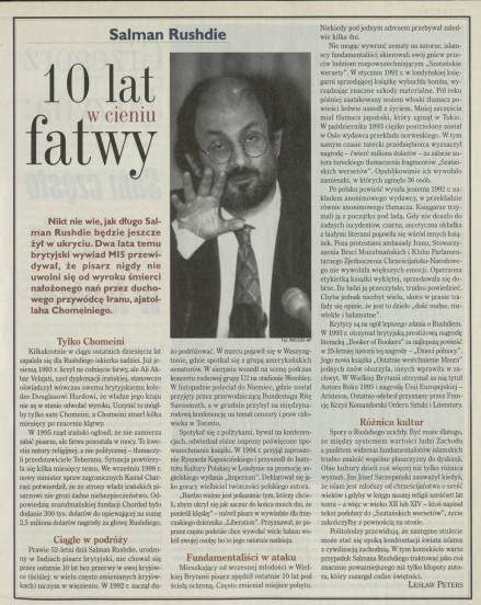 Salman Rushdie. 10 lat w cieniu fatwy
