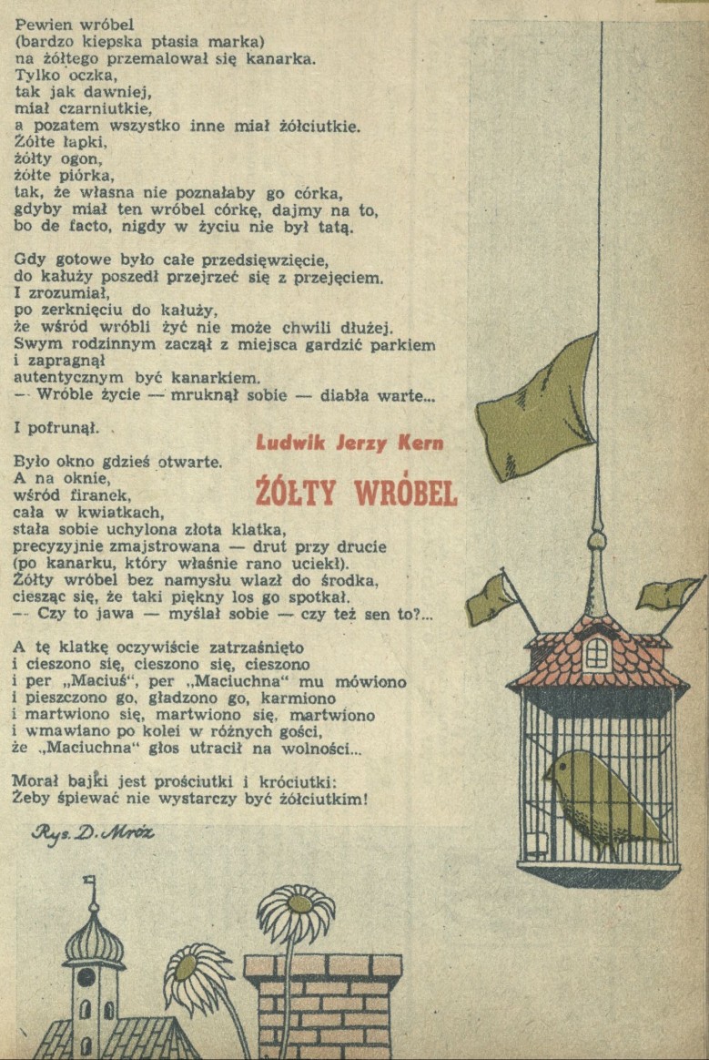 Ludwik Jerzy Kern Wiersz Gitara Żółty wróbel (1 stycznia 1955) - Archiwum - Kwartalnik Przekrój