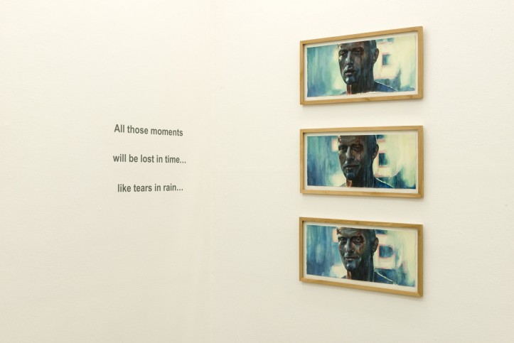 Marta Szulc, Roy Batty I, II, III, (akwarela na papierze), Galeria Foksal, 2017. Fot. Bartosz Górka