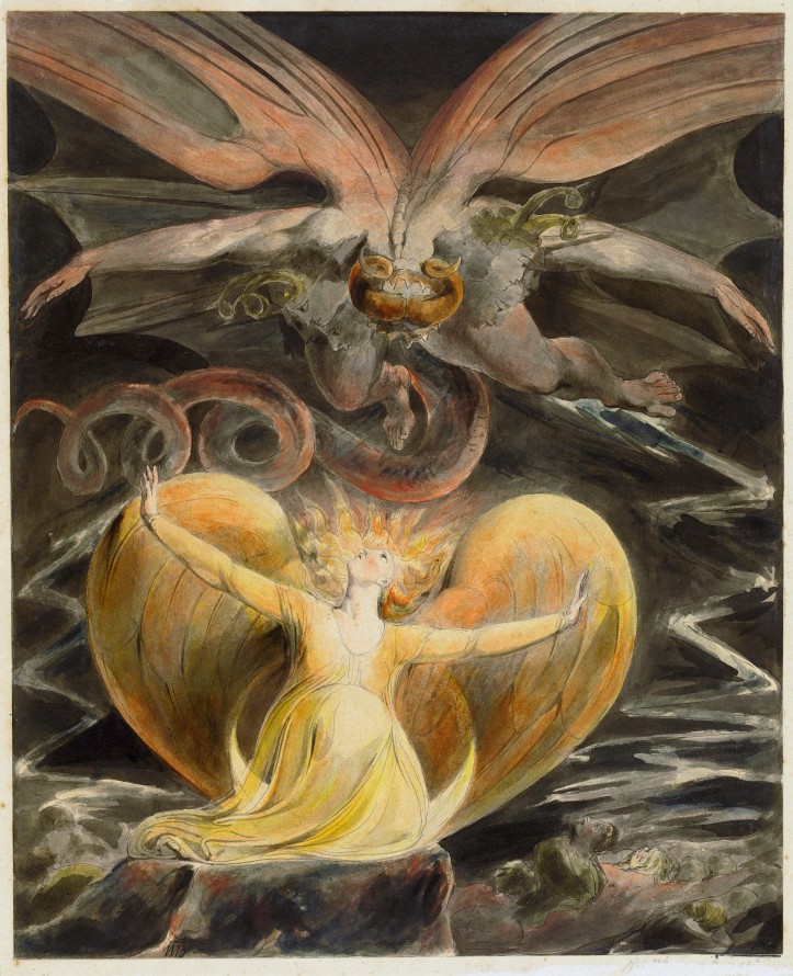 William Blake, Wielki czerwony smok i niewiasta obleczona w słońce, pomiędzy 1805-1810 r.
