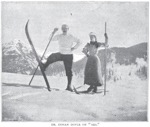 Arthur Conan Doyle prezentuje umiejętności narciarskie