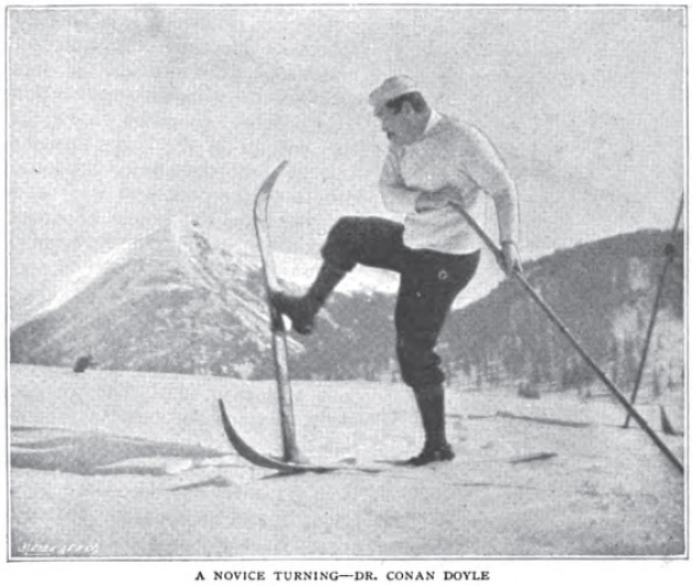 Arthur Conan Doyle prezentuje umiejętności narciarskie