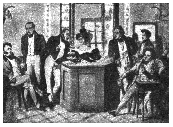One of the coffeehouses in Dresden around 1800 – a gathering-place for artists in the epoch of Romanticism.