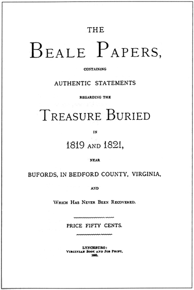 Okładka „The Beale Papers” (1885), Wikimedia Commons