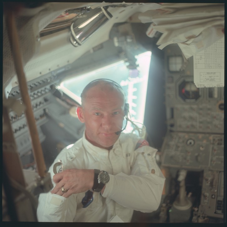 Buzz Aldrin podczas misji Apollo 11, zdjęcie: Neil Armstrong, NASA
