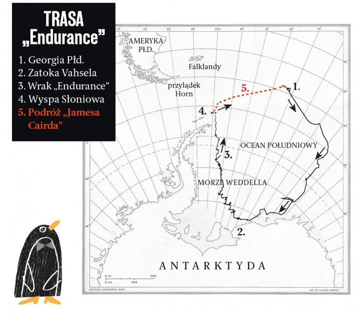 Mapa z opisem trasy „Endurance”