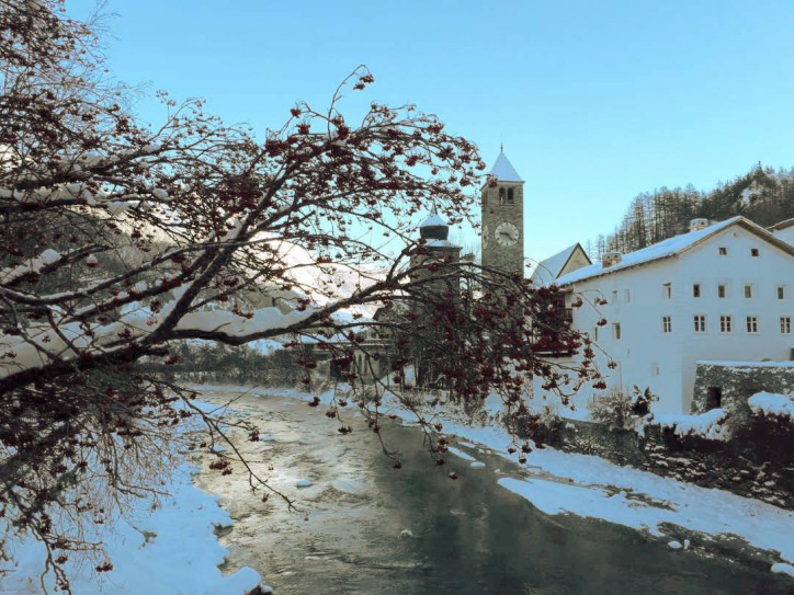 Bieraria Veglia, one of the buildings of Muzeum Susch, view from across the River Inn © Art Stations Foundation CH