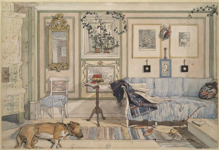“Cosy Corner”. From “A Home (26 watercolours)”, Carl Larsson. Photo by Nationalmuseum