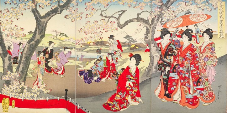 „Oglądanie kwiatów w Chiyoda”, Toyohara Chikanobu, 1894 r. / National Diet Library (CC0)