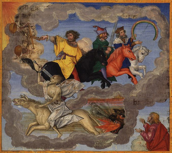  „Czterej Jeźdźcy apokalipsy” z „Ottheinrich Bibel”, 1530 r.–1532 r., Matthias Gerung / zbiory Bayerische Staatsbibliothek