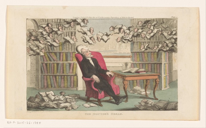  „Doctor Syntax Składnia śpiący w bibliotece”, Thomas Rowlandson, 1812-1821r./Rijksmuseum