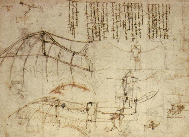 Design for a flying machine, Leonardo da Vinci, 1488