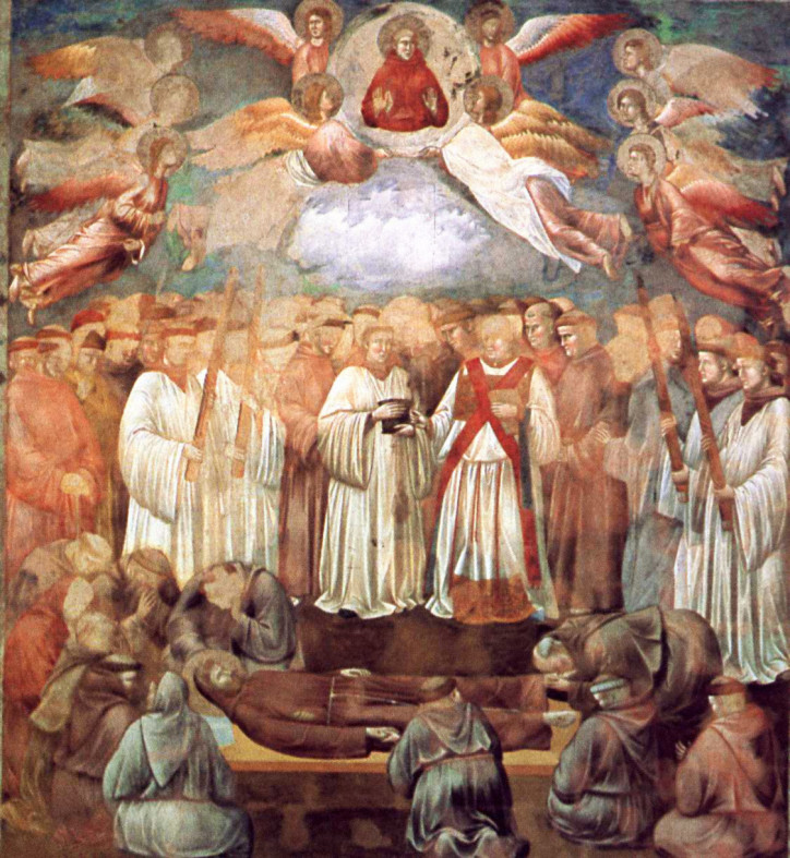 Giotto di Bondone, „Śmierć św. Franciszka”, przed 1299 r., bazylika św. Franciszka w Asyżu