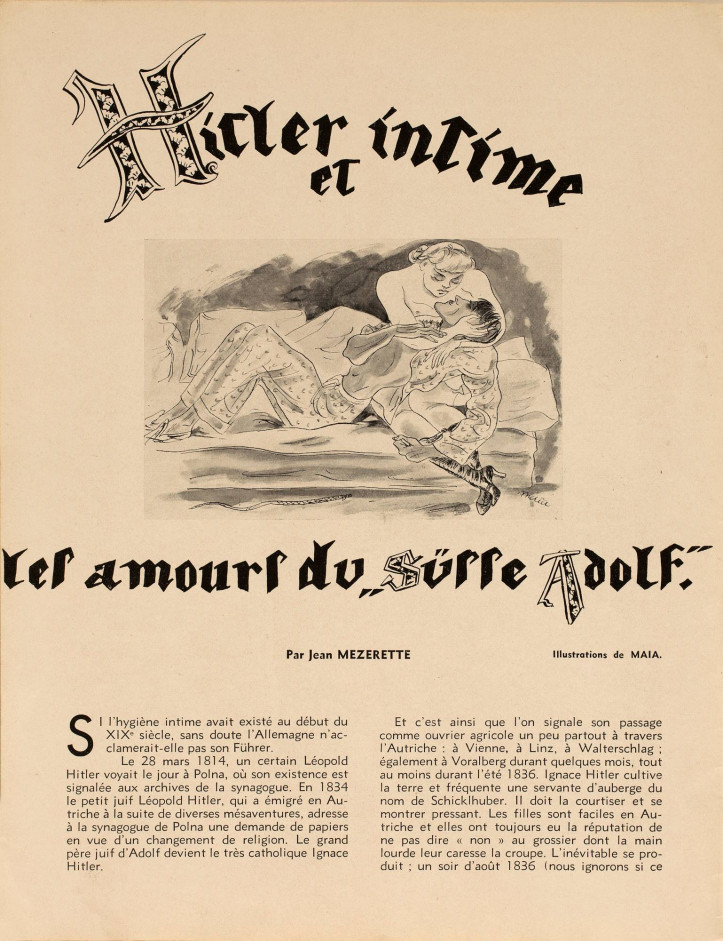 Illustration “Hitler intime et les amours du süsse Adolf” in the magazine Ici Paris, 1934, Maja Berezowska, Malmö Art Museum, Paweł Sosnowski; source; MSN