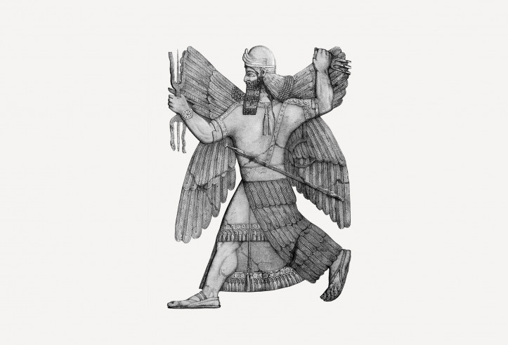 The Sumerian god Ninurta, 883–859 BCE, fragment of a relief from the Temple of Ninurta in Kalhu (northern Iraq)