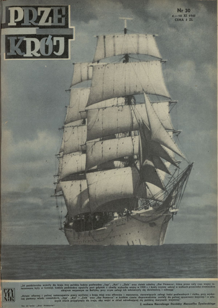 „Dar Pomorza” na okładce „Przekroju”, archiwum, nr 30/1945 r.