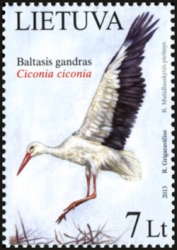 The postage stamp "White Stork, National Bird of Lithuania"