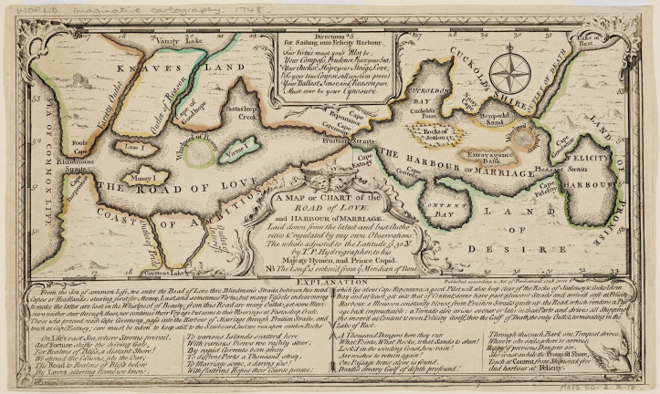 Thomas Sayer's "A Map or Chart of the Road of Love, and Harbour of Marriage", 1748