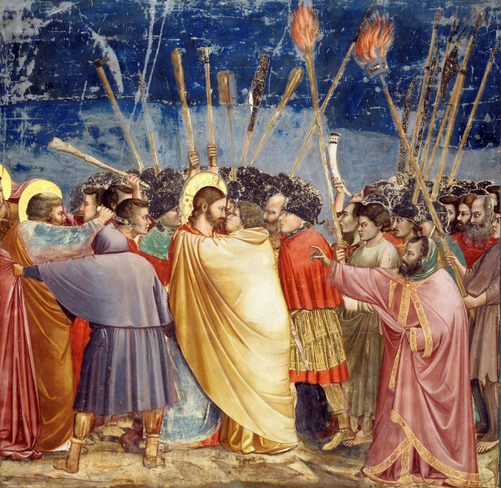 Giotto di Bondone, „Pocałunek Judasza”, około 1303–1305, kaplica Scrovegnich 