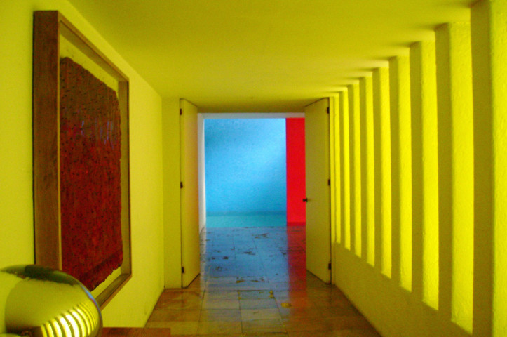 The interior of Casa Gilardi, designed by Luis Barragán in Mexico City, Mexico
