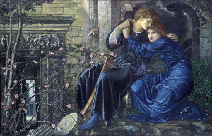 „Miłość wśród ruin”, Edward Burne-Jones, ok. 1870-1873 r. (domena publiczna)