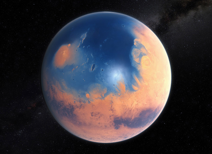 Tak mógł wyglądać Mars 4 mld lat temu; zdjęcie: ESO/M. Kornmesser/N. Risinger (CC BY 4.0)