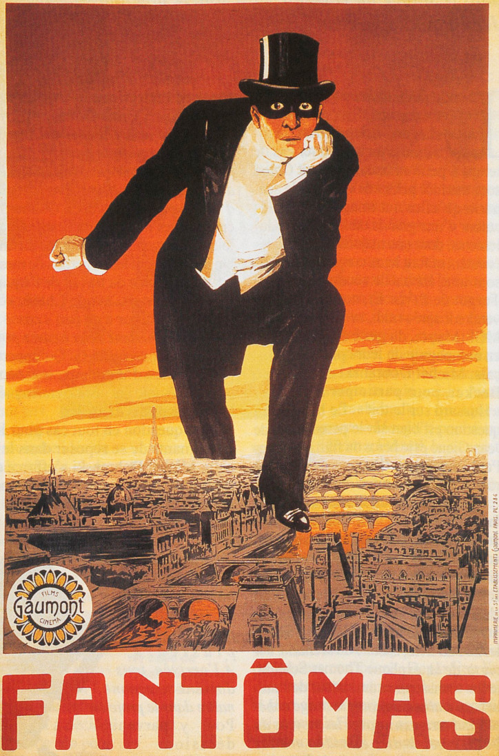 Poster for the first film in Louis Feuillade’s “Fantomas” series, 1913