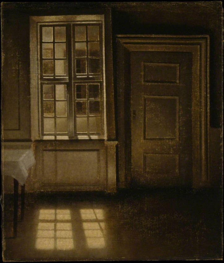  „Wnętrze. Światło słoneczne na podłodze”,  Vilhelm Hammershøi, 1906 r., Tate (domena publiczna)