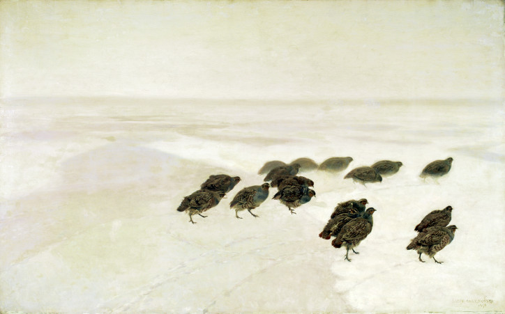  „Kuropatwy na śniegu”, Józef Chełmoński, źródło: Wikipedia.pl, domena publiczna