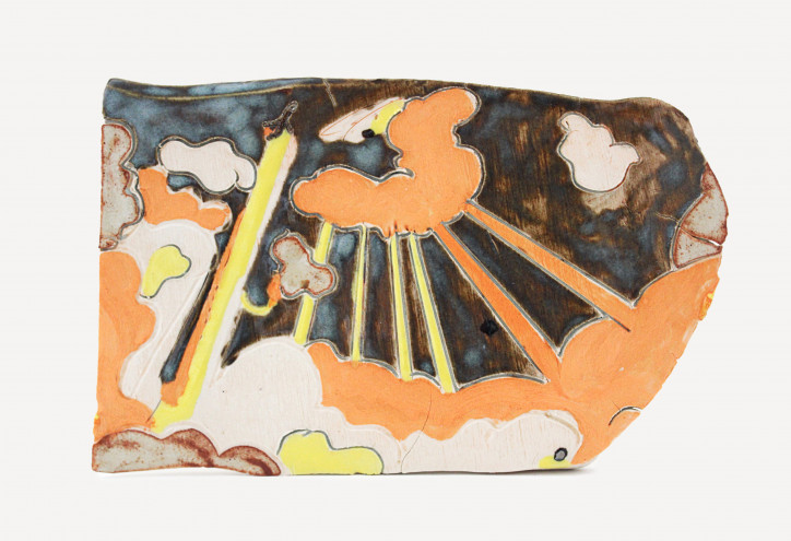 Kevin McNamee-Tweed, „Flight” (Lot), 2019, ceramika szkliwiona, 12,7 × 20,3 cm; zdjęcie: Wild Don Lewis, dzięki uprzejmości Steve Turner Gallery Los Angeles