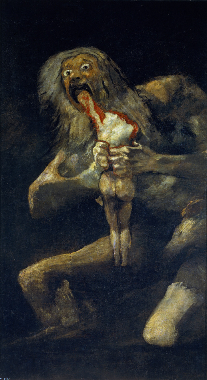 Francisco Goya, Saturn pożerający własne dzieci, 1819–1823, Museo del Prado (domena publiczna)