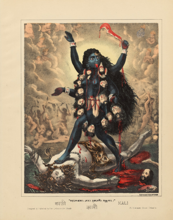 Litografia przedstawiająca Kali, około 1879 r., Kalkuta; zdjęcie: MET/domena publiczna