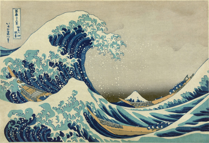 Katsushika Hokusai, “The Great Wave off Kanagawa,” woodblock print, ca. 1826–1833 (public domain)